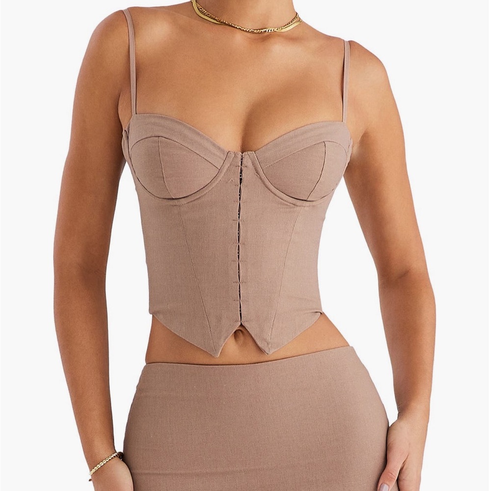 MISTRESS ROCKS COTTON AND LINEN CORSET TOP 🤎